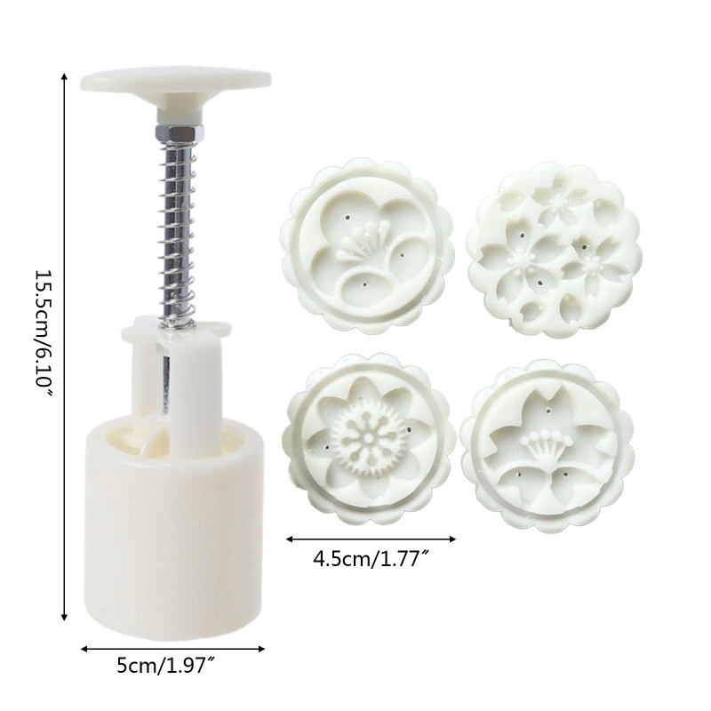 Bộ 4 Khuôn In Trang Trí Bánh Trung Thu Hình Hoa Anh Đào