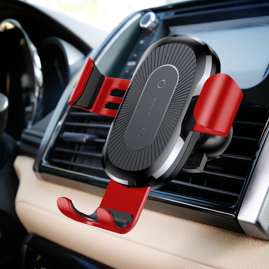 Sạc không dây kiêm giá kê kẹp giữ điện thoại trên cửa gió - Baseus Metal Wireless Charger Gravity Car Mount