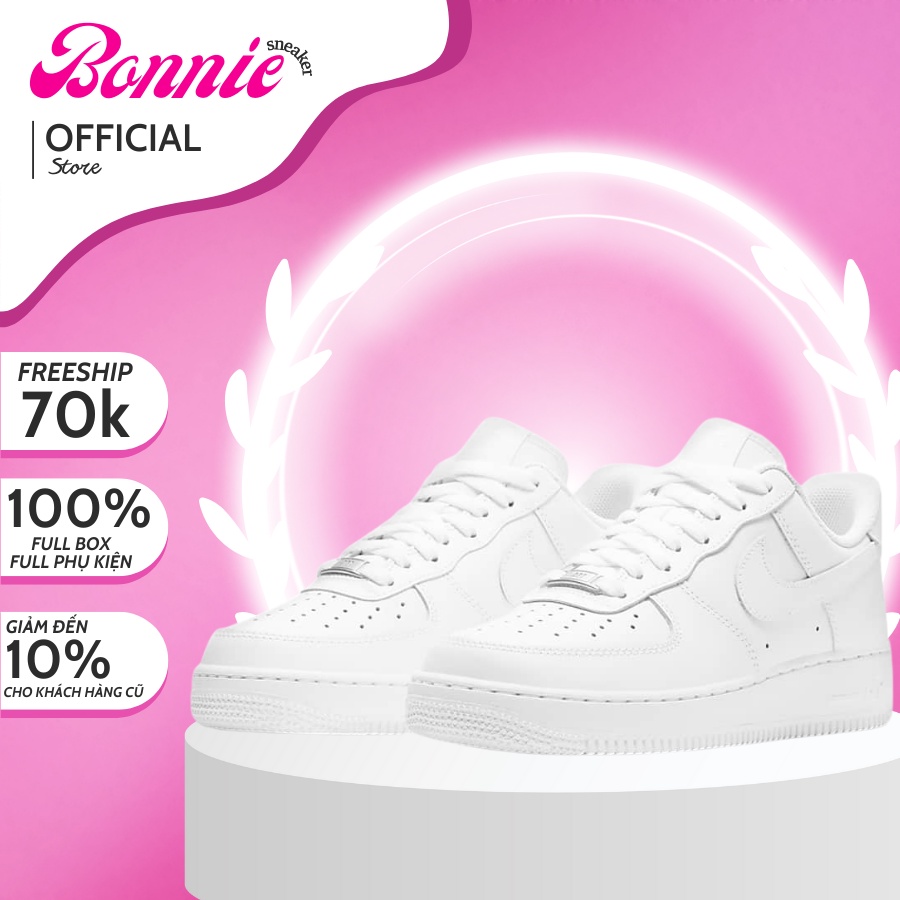 Giày Thể Thao Nike_Air Force 1 Full White, AF1 Bản Best S.Cấp Đế Lót Xám Dập Mã