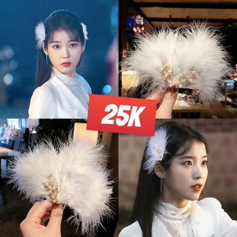 Cài tóc lông vũ màu trắng 💖💖💖