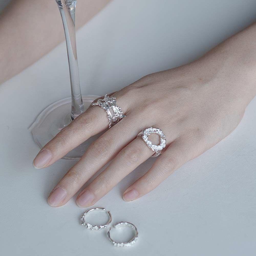 Nhẫn Giấy Thiếc Sáng Tạo Lãng Mạn Thời Trang|Nhẫn Thiết Kế Không Đồng Đều Thời Trang Theo Phong Cách Hàn Quốc