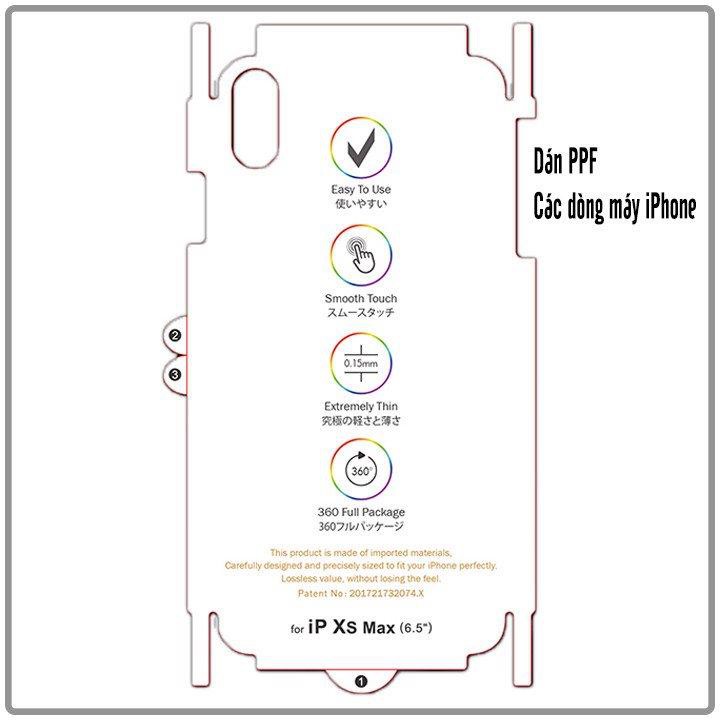 Dán PPF Iphone 11/x/xsmax/xr/6/7/8/6p/7p/8p Full Trước,Full lưng+viền[4 Lớp-Ánh 7 màu]