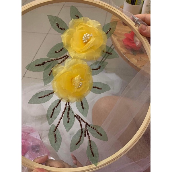 Nhánh hoa ruy băng 2 hoa xinh xinh