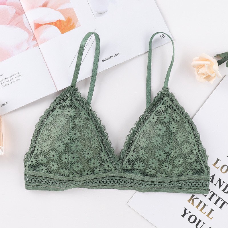 Áo Bra Ren Hoa cúc mini Mút Mỏng Cài Sau 7338