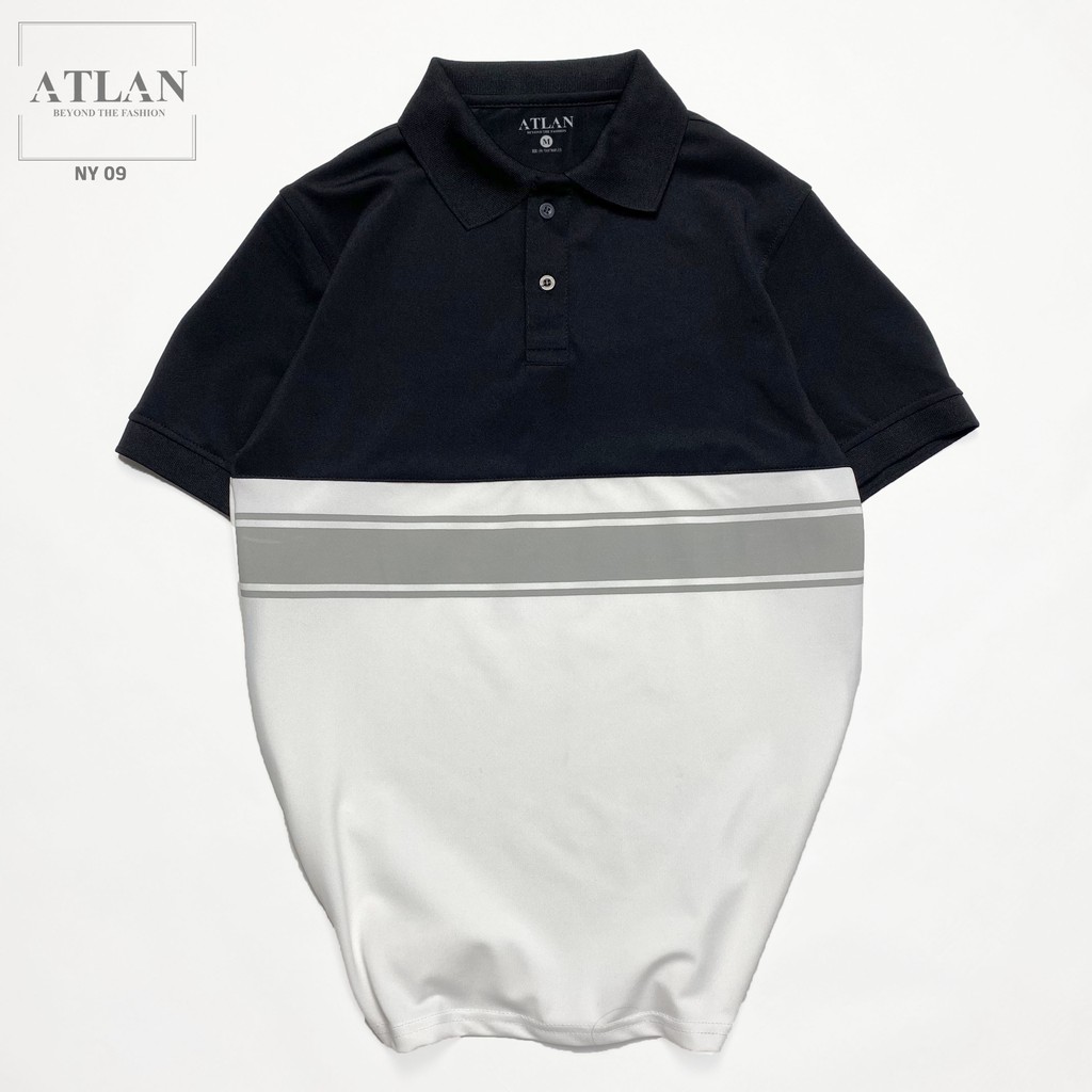 Áo Ngắn Tay Có Cổ 💖 𝘍𝘳𝘦𝘦𝘴𝘩𝘪𝘱 💖 Áo Polo Nam Đen Phối Trắng Sọc Xám - NY12