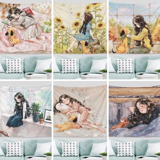 Thảm Vải Decor Treo Tường Hình Cô Gái Độc Thân - Tặng móc dán + đinh