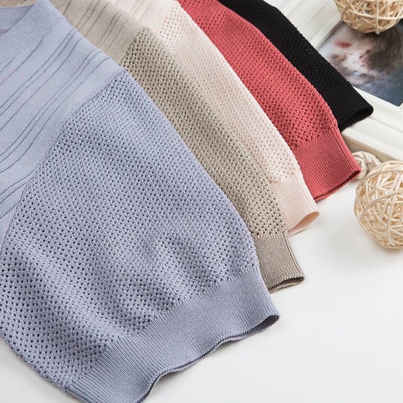 Áo Thun Tay Ngắn Cổ Chữ V Dáng Rộng Màu Sắc Thời Trang Cho Nữ Trung Niên