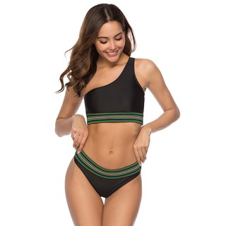 FREESHIP ĐƠN 99KWomen's Sexy Bikini One Shoulder Solid Color Split Swimsuit
