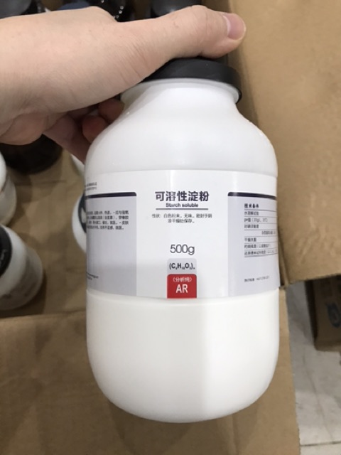 Tinh bột starch soluble CAS 9005-84-9 n lọ 500g hồ tinh bột