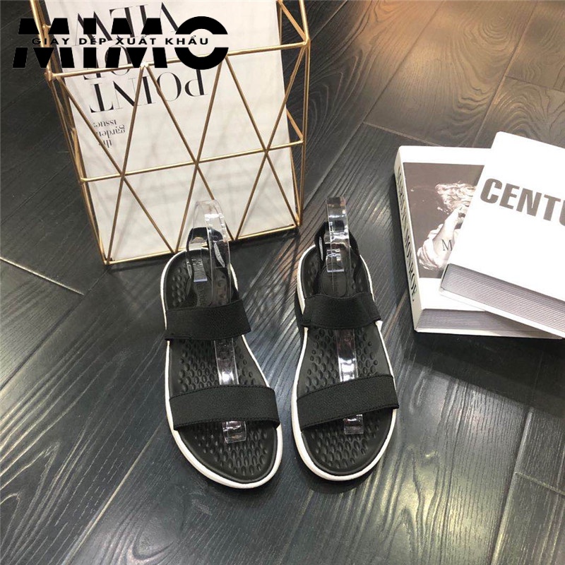 Sandal Cross Literide, xăng đan nữ thời trang màu đen đế trắng cực êm nhẹ, bền đẹp