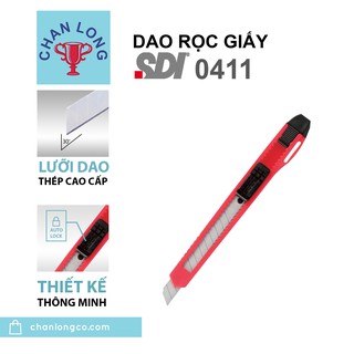 Dao rọc giấy nhỏ 0411 chính hãng SDI dùng lưỡi 9mm, dùng trong văn phòng, học sinh, nhỏ gọn, cực bén, siêu bền
