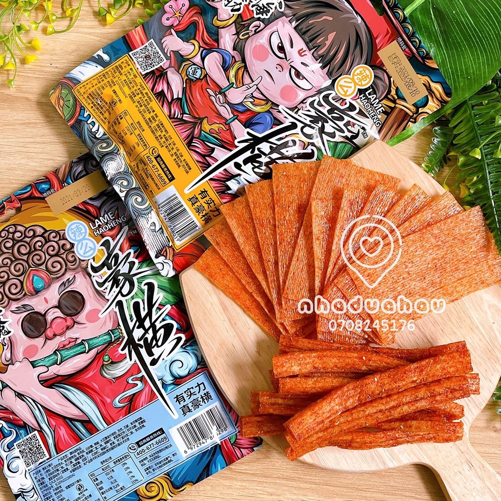 Một gói bim bim tăm cay hoạt hình Bát Giới/ Natra Hongkong gói lớn 90 gam 2 loại