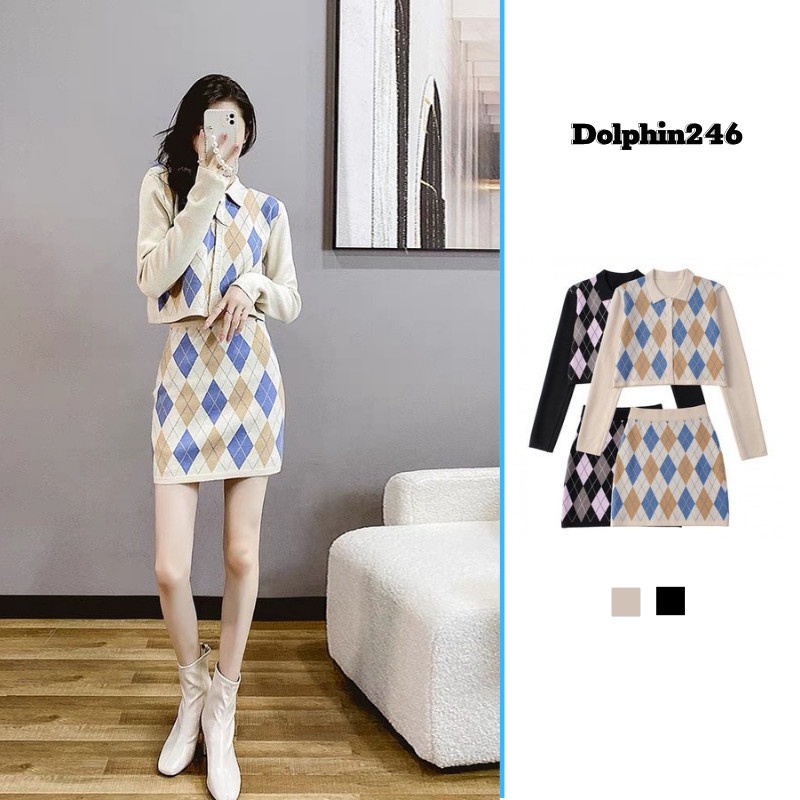 Set Váy Len Body Croptop Thu Đông 2022 Đầm Len Nữ Hàn Quốc Ulzzang Chất Đẹp K18