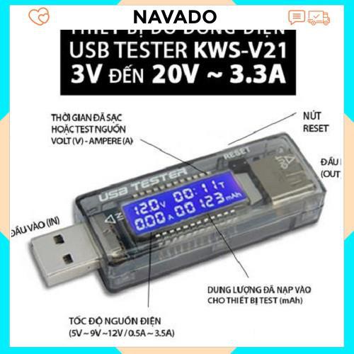 Thiết bị test pin sạc, củ sạc, đo dòng điện, check dung lượng pin, USB TESTER KWS-V21