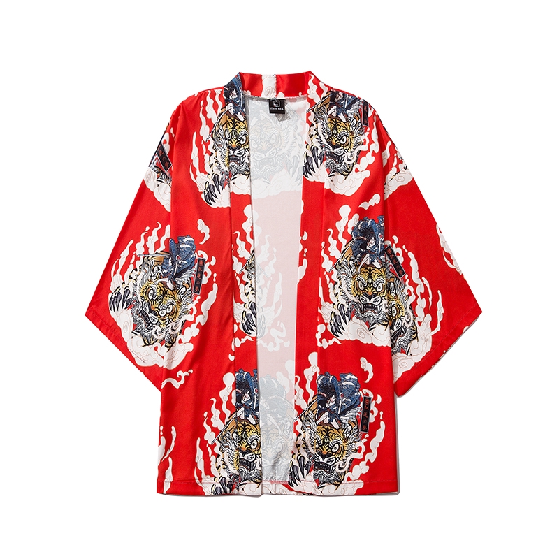 Áo Khoác Kimono In Hình Hổ Màu Xanh Dương / Đỏ / Đen Phong Cách Harajuku Nhật Bản Cho Nam Và Nữ