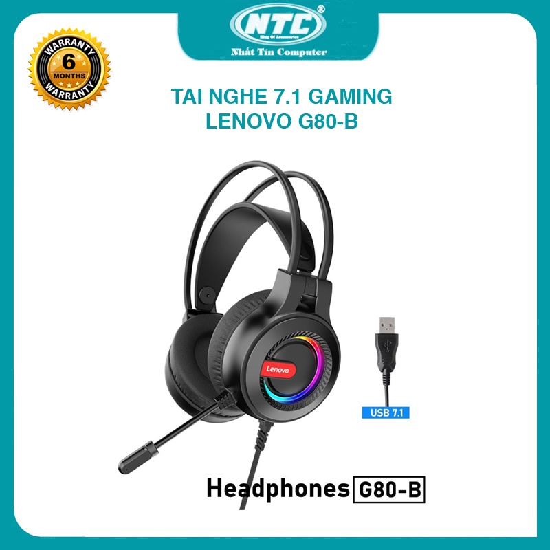Tai nghe 7.1 gaming LENOVO G80-B thinkplus RGB - Bass cực dày (Đen) - Nhất Tín Computer