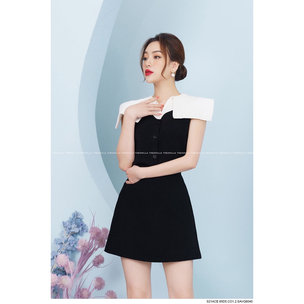 Set áo váy cổ xếp ly phối trắng cao cấp [ Có video + Ảnh thật ] The Shilla -S21ACE.65D5