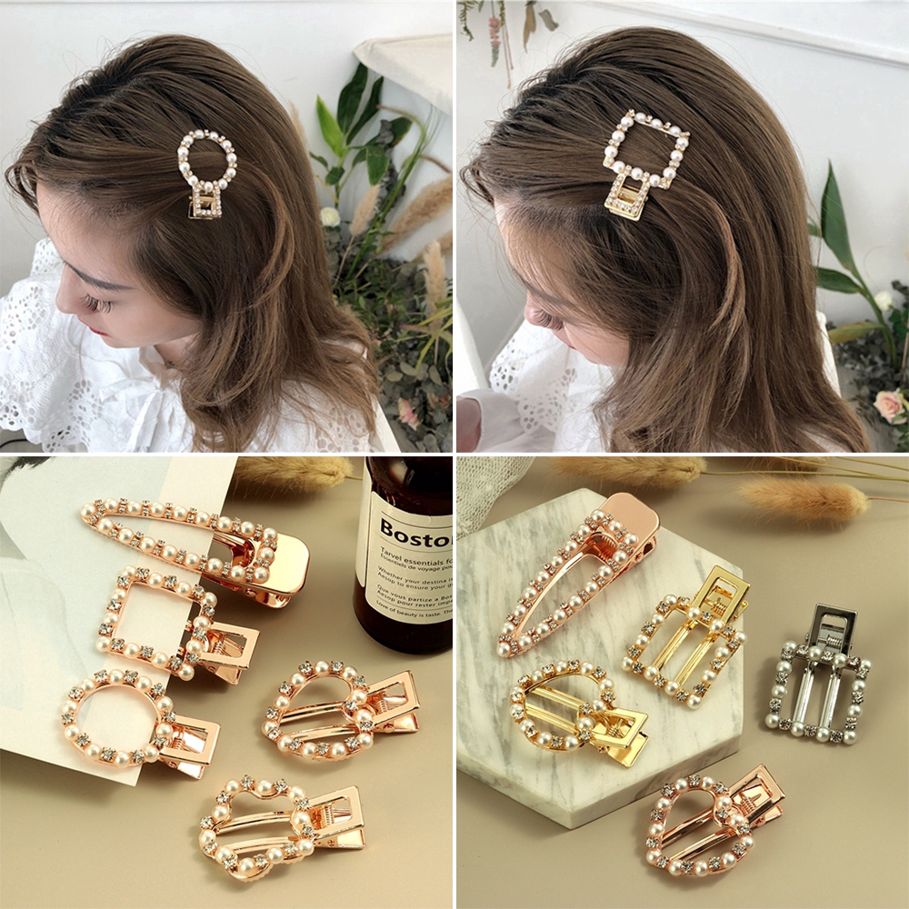 Kẹp tóc đính hạt giả ngọc trai
