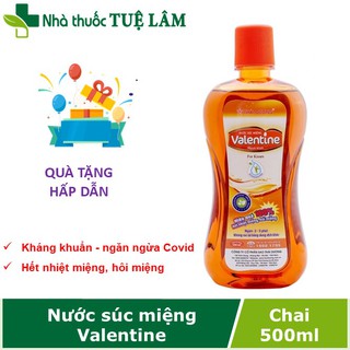Nước Súc miệng Valentine - Kháng khuẩn ngừa hôi miệng, nhiệt miệng - Chai 500ml