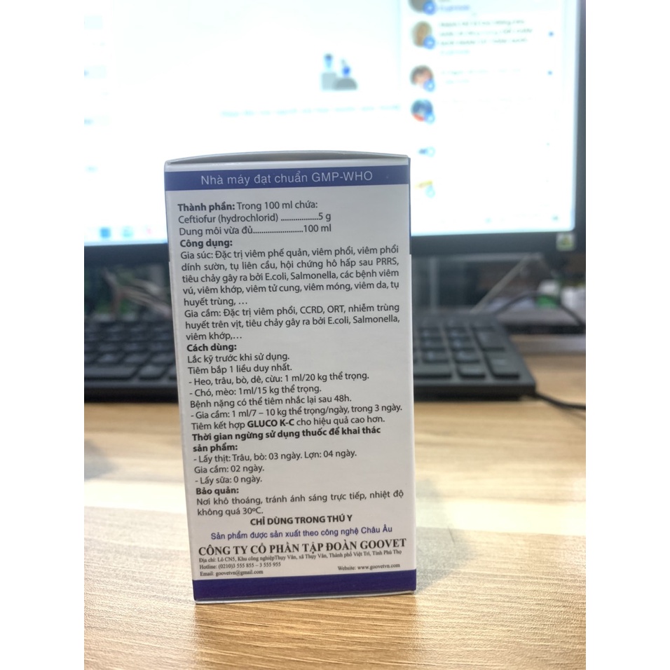 Viêm Phổi, Viêm Tử Cung CEF ONE Goovet Viêm Khớp, Viêm Phổi Dính Sườn, Hội Chứng Hô Hấp Kế Phát Sau Tai Xanh. Ceftiofur