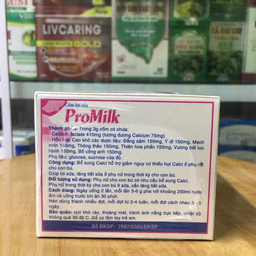 Cốm lợi sữa PROMILK hộp 20 gói giúp tăng tiết sữa ở phụ nữ sau sinh (Date 06/20/23)