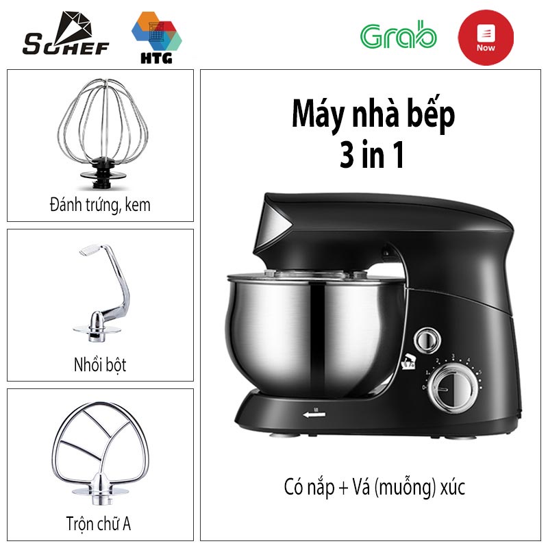 Máy nhồi bột, đánh trứng, trộn thực phẩm Sohef để bàn hộ gia đình 3 trong 1