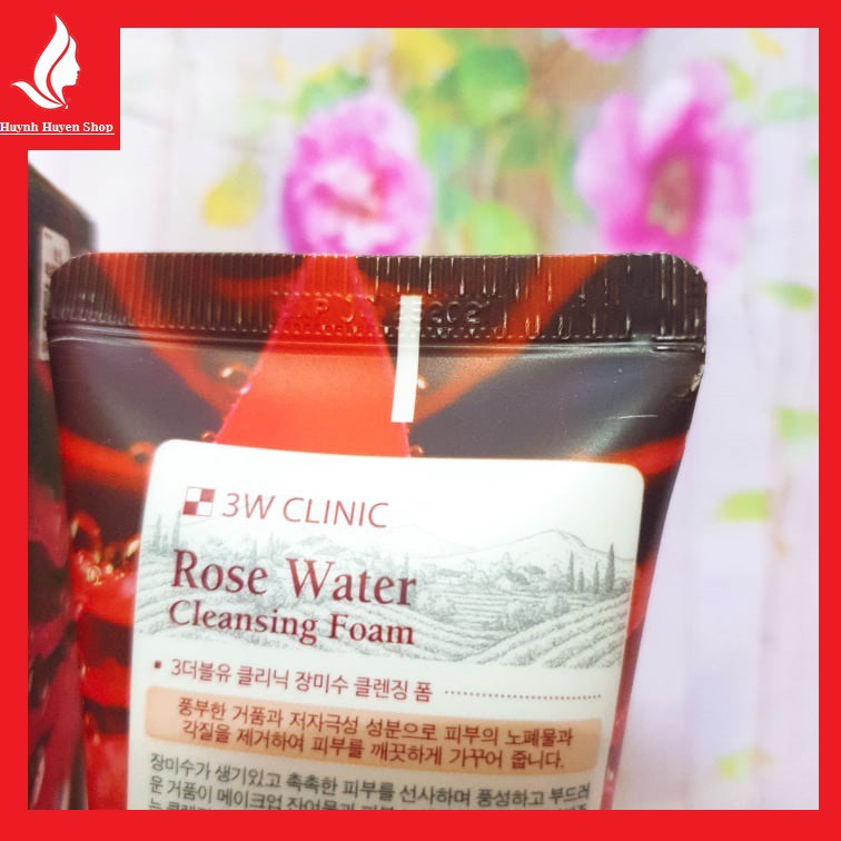 [chính hãng] sữa rữa mặt se khít lỗ chân lông 3W Clinic Rose Water Foam Cleansing Hàn Quốc