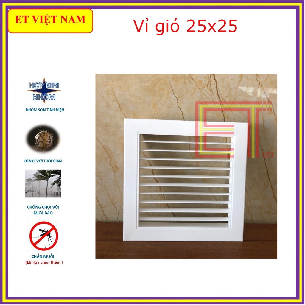 Mặt nạ trang trí VG-250 đa năng, Vỉ gió CHỐNG CHUỘT-MUỖI-GIÁN, Vỉ thông khí chất liệu nhôm sơn tĩnh điện bảo hành 12T
