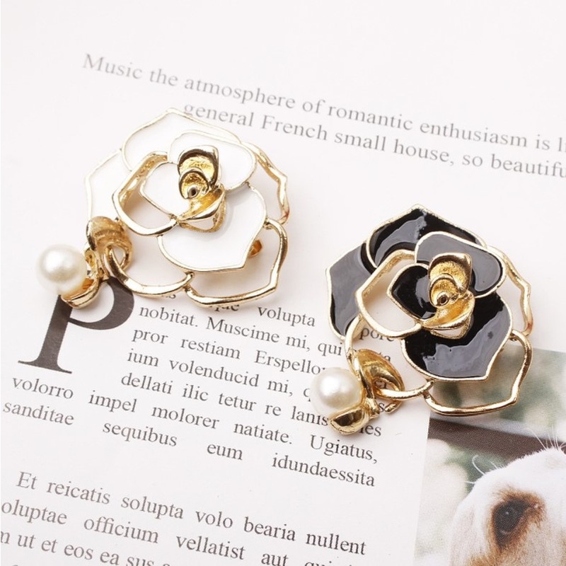 Ghim Cài Áo Hình Hoa Trà Đính Ngọc Trai Thời Trang Cho Nam Nữ