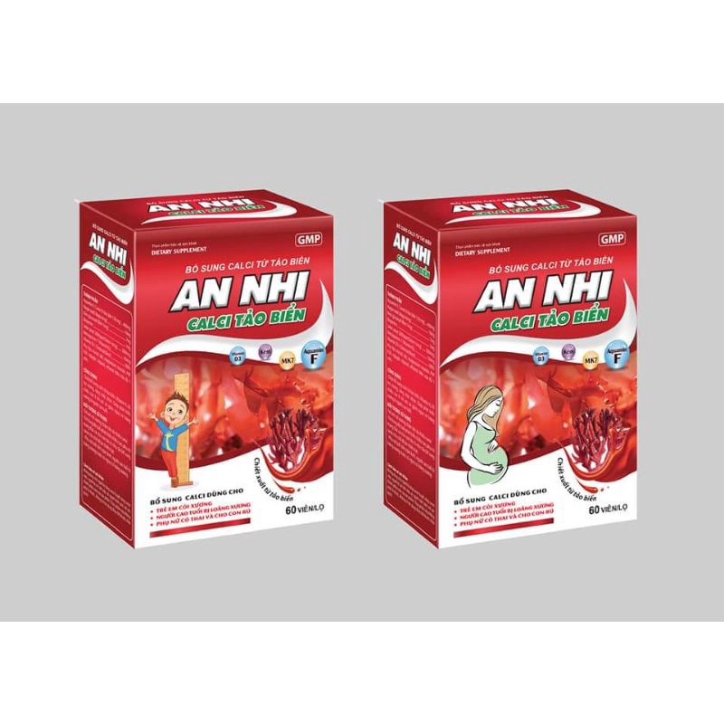 Calci tảo biển An Nhi_ bổ sung calci từ tảo biển_ lọ 60 viên