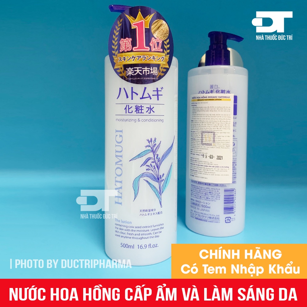 Nước Hoa Hồng Cấp Ẩm, Làm Sáng Da Chiết Xuất Ý Dĩ Reihaku Hatomugi Moisturing &amp; Conditioning Lotion 500ml