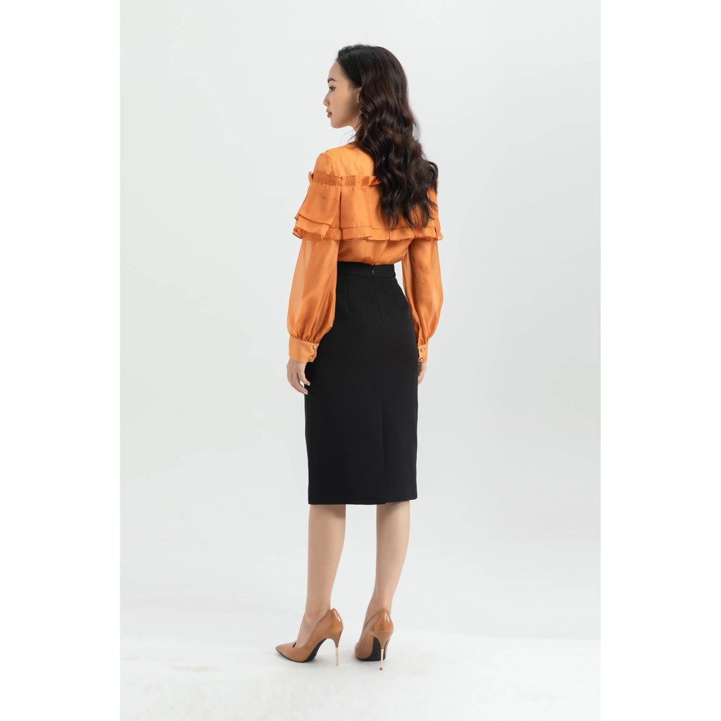 Áo sơ mi voan cổ tàu nữ IVY moda MS 17M6333