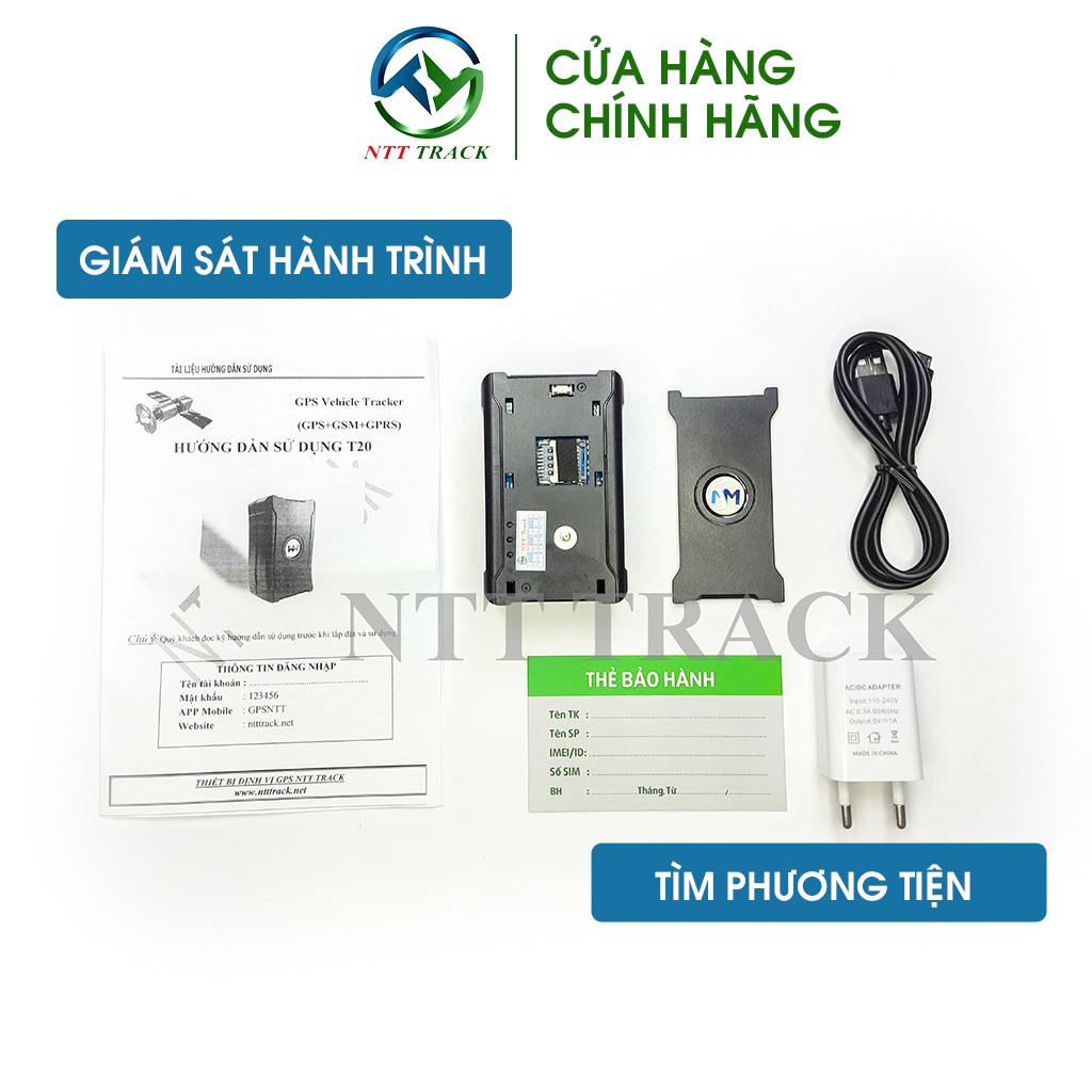 Định vị không dây T20 NTT Track pin khỏe sử dụng 20 ngày cho xe máy ô tô