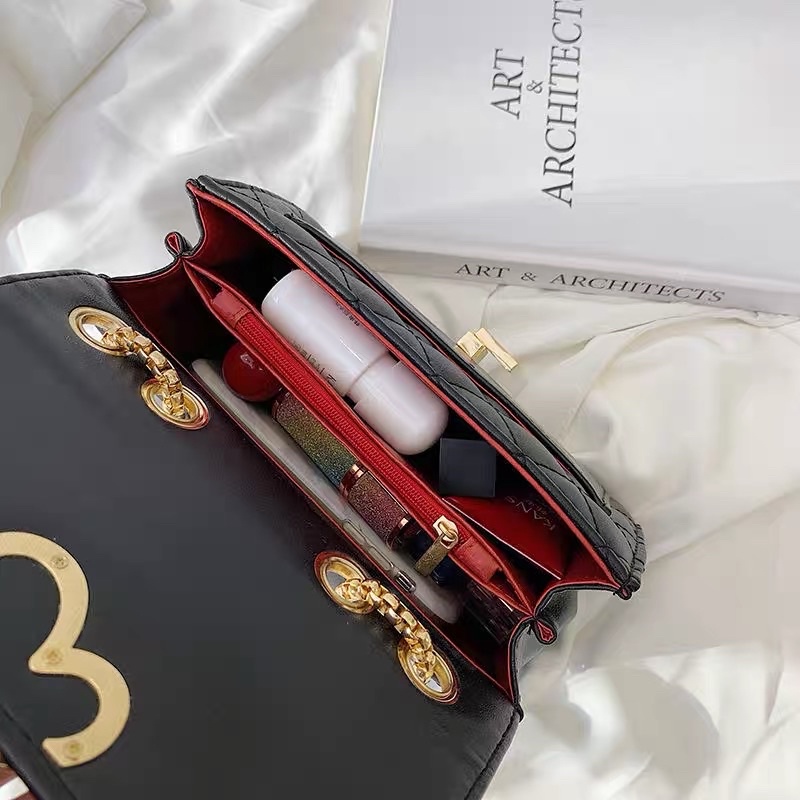 Túi Xách Nữ Túi Đeo Chéo Chần Trám Khoá Tim Xích Tròn Sang Chảnh