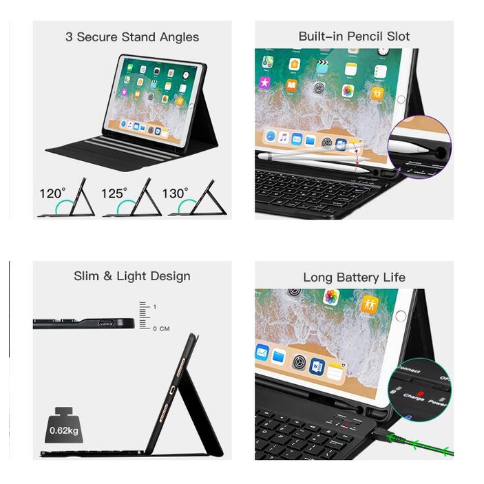 Bao Da Máy Tính Bảng Có Bàn Phím Cho iPad 9th Generation 10.2 Second Generation 8th Generation 7th Generation air4 10.9 pro 11 pro 10.5 pro 12.9 mini4 mini5 2021/2020/2019/2018/2017