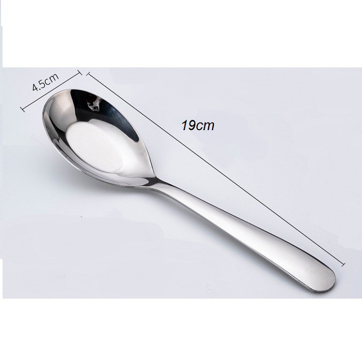 Thìa inox ăn phở Stainless Steel hàng cao cấp đáy phẳng dài 18cm