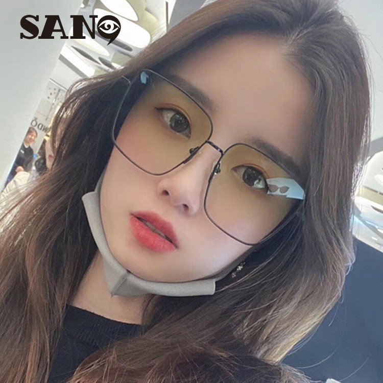 Kính Mát Gọng Kim Loại Hình Vuông Phong Cách Hàn Quốc Cho Nam Và Nữ