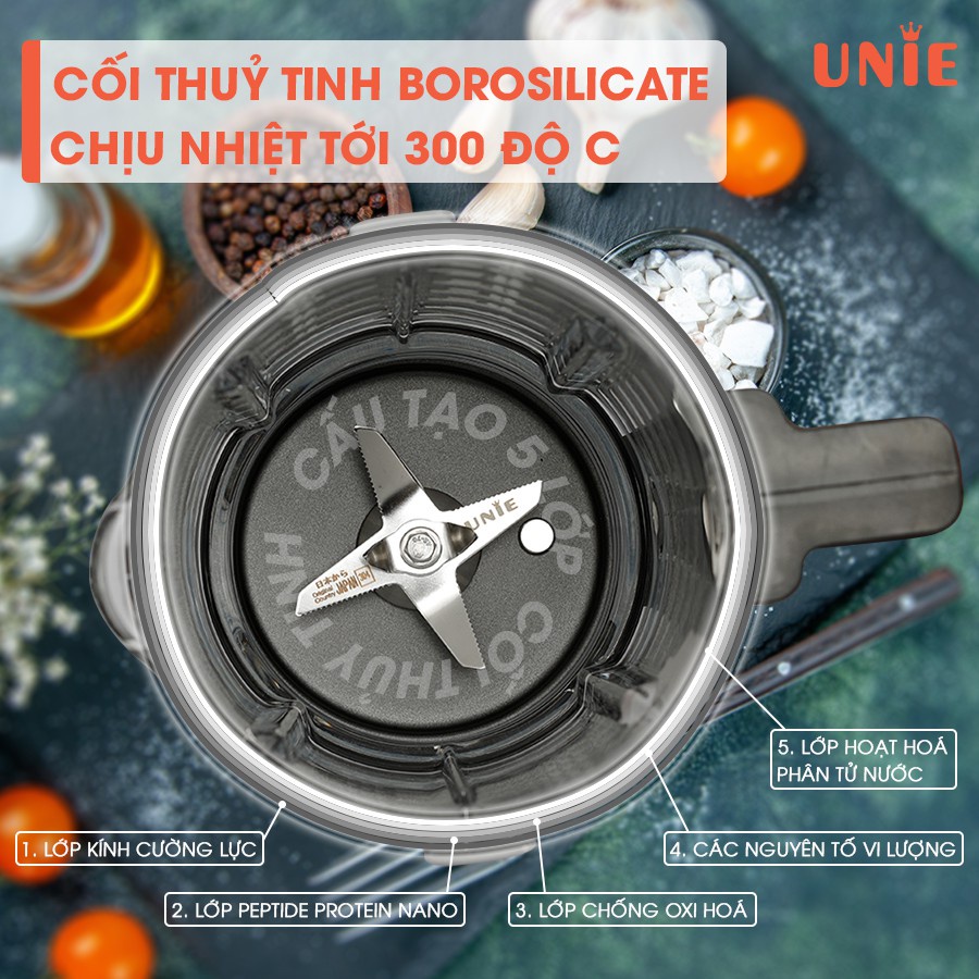 Máy làm sữa hạt đa năng Unie V8S - Công suất 1800W, dung tích 1.75L, thông báo bằng giọng nói - Hàng chính hãng