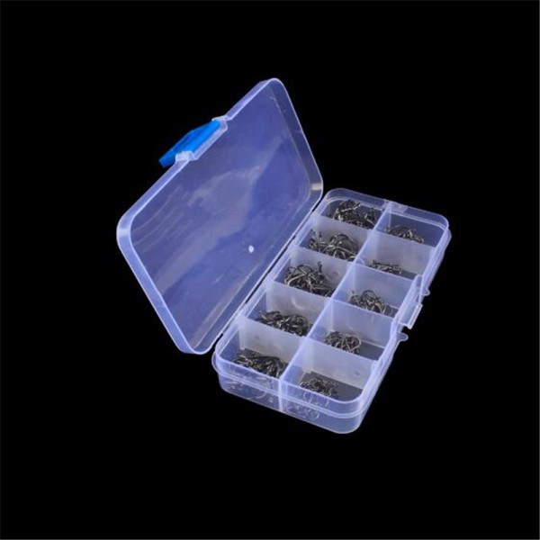 Hộp lưỡi câu 10 kích cỡ bằng thép carbon cao cấp
