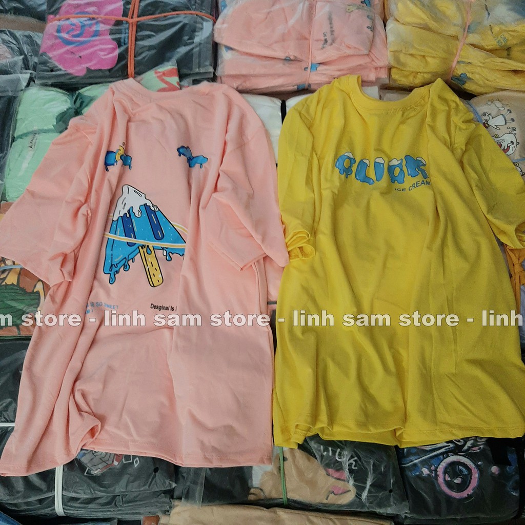 Áo thun tay lỡ nữ freesize phông form rộng Unisex, mặc cặp, nhóm, lớp in CÂY THÔNG HÌNH QUE KEM chữ CLICK | BigBuy360 - bigbuy360.vn