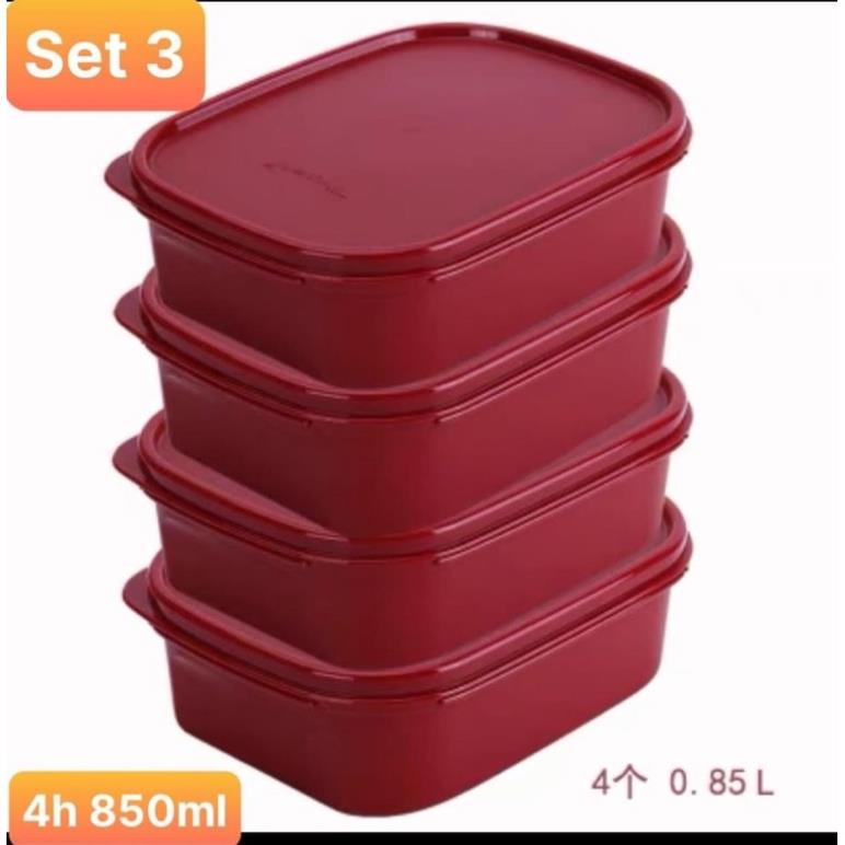 Bộ hộp TUPPERWARE đựng kim chi dưa cà...đựng được đồ khô và ngăn mát