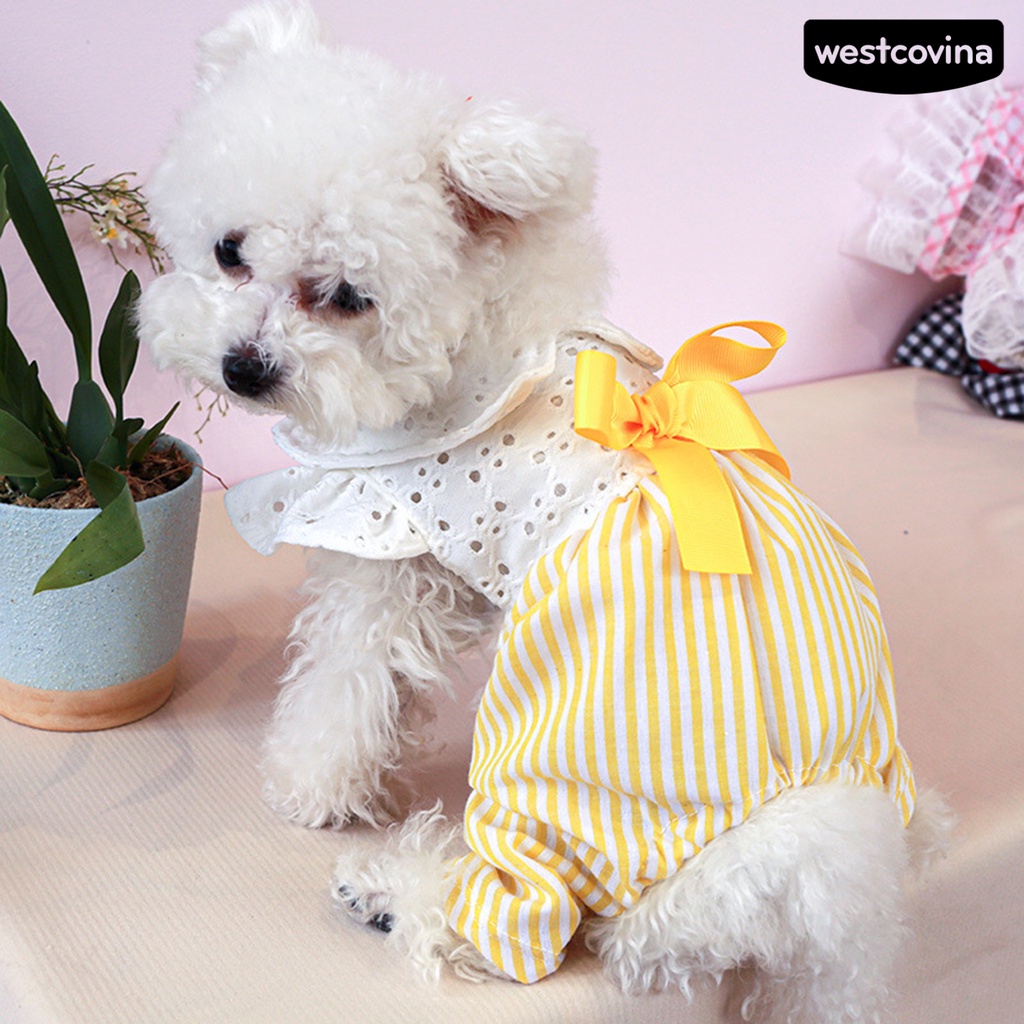 [Mới]♞Áo Liền Quần Eo Cao Đính Nơ Thời Trang Mùa Hè Cho Cún Cưng