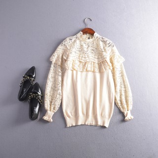 Áo len nữ phối ren cổ bèo ulzzang cực xinh