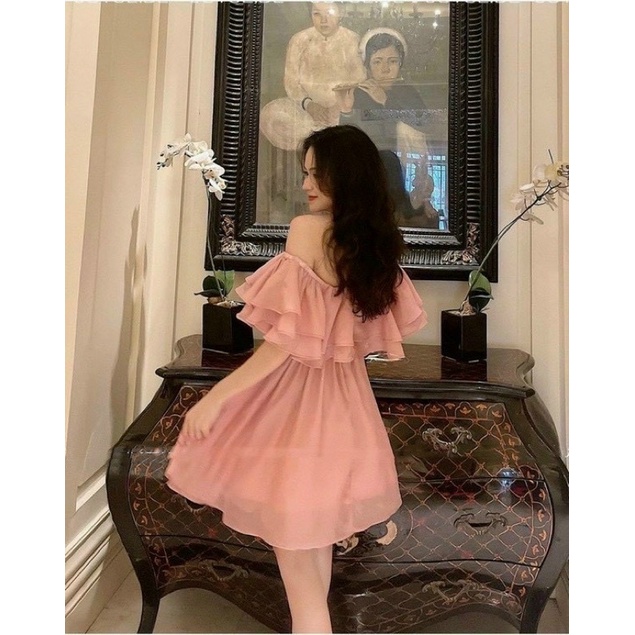 ‼️‼️đầm oganza xoè trễ vai bèo,siêu đẹp nha