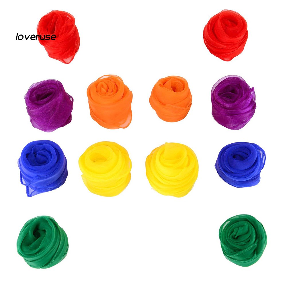 Set 12 Khăn Voan Vuông Nhiều Màu Sắc Làm Ảo Thuật Cho Bé