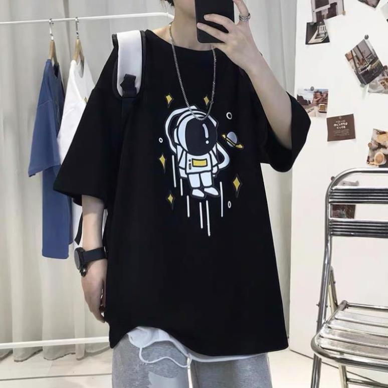 Áo thun tay lỡ nam nữ, áo phông unisex form rộng chất cotton mát mịn thấm hút mồ hôi in hình Hoạt Hình
