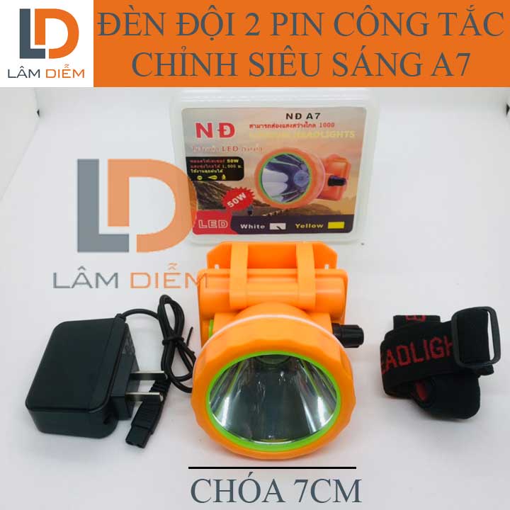 ĐÈN PIN ĐỘI ĐẦU PIN SẠC KÍN NƯỚC CÔNG TẮC CHỈNH A7