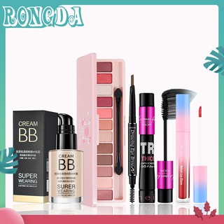 [Hàng mới về] Set mỹ phẩm gồm bảng phấn mắt 12 màu mascara lâu trôi kem nền chì kẻ mày và son cao cấp