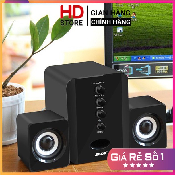 Loa Vi Tính Giá Rẻ - Bộ Loa Máy Tính USB Sada D202 Super Bass, Âm Thanh Sống Động - Bảo Hành 12 tháng