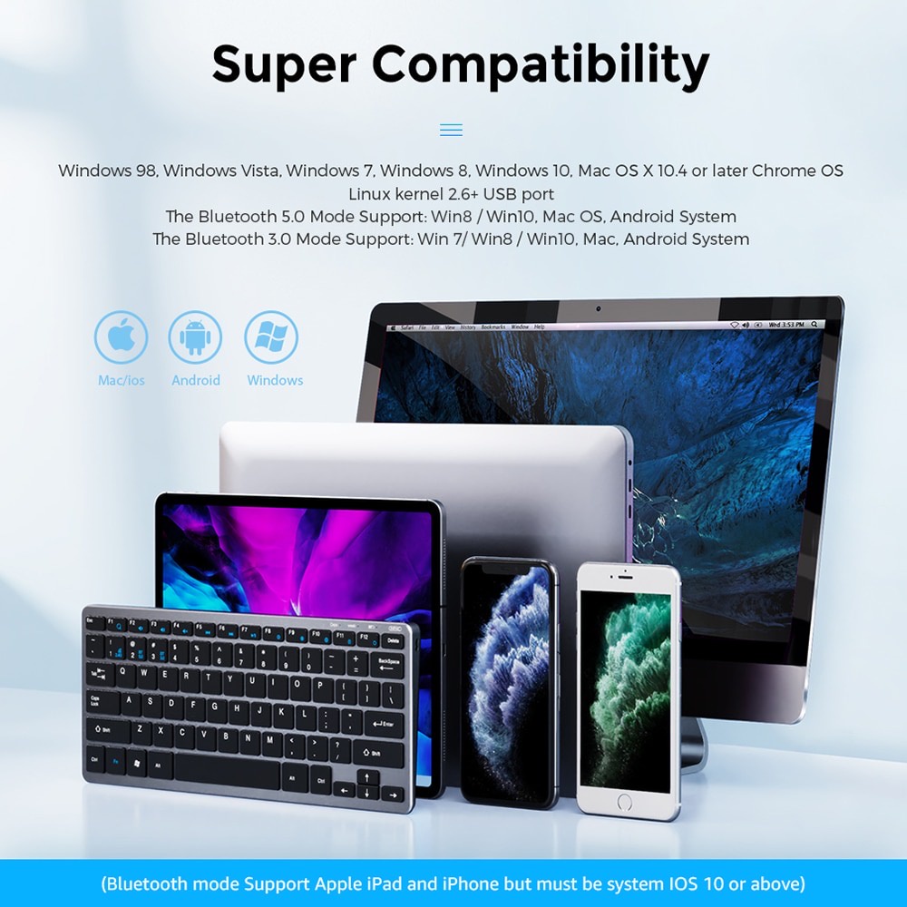 Bộ Bàn Phím Và Chuột Không Dây 3 Chế Độ 78 Phím Có Thể Sạc Lại Cho Laptop PC Notebook